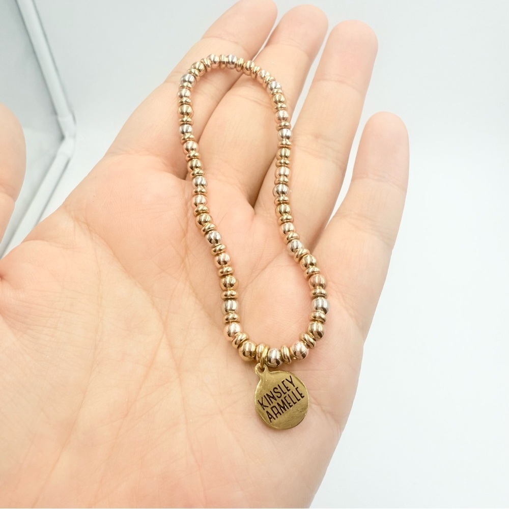 Kinsley Armelle 14K Yellow Gold Rose Gold and Silver Plated Beaded Bracelet